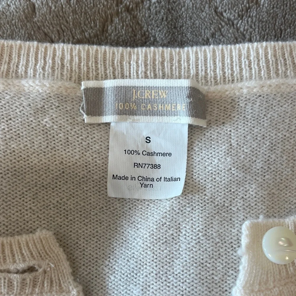 J Crew 100% Cashmere Cream Cardigan - Picture 2 of 2